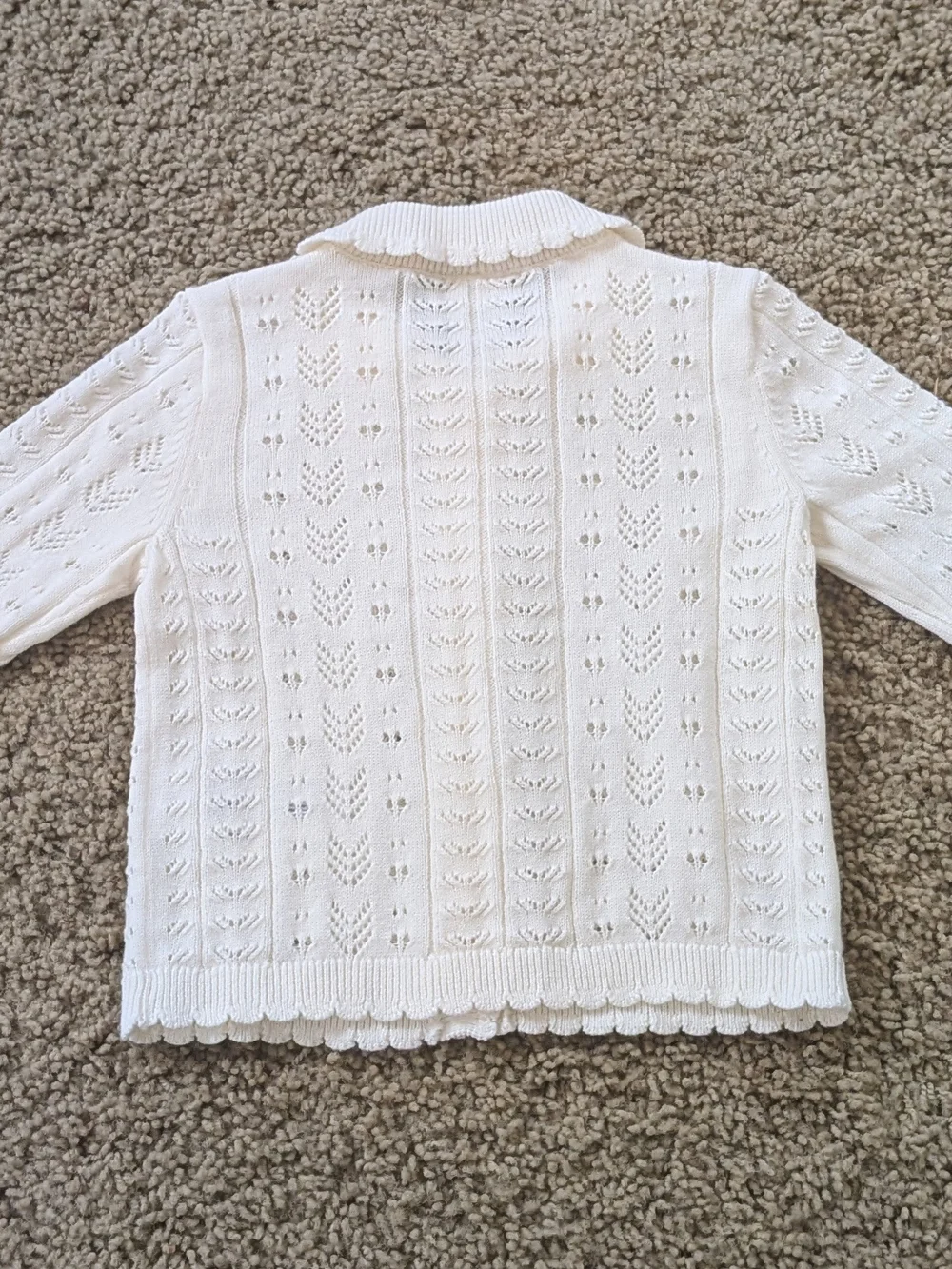 OshKosh B'gosh Cream Pointelle Knit Collared Cardigan